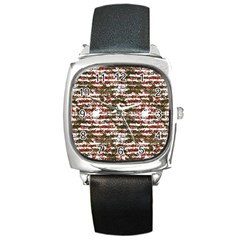 Grunge Textured Abstract Pattern Square Metal Watch by dflcprints