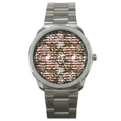 Grunge Textured Abstract Pattern Sport Metal Watch by dflcprints