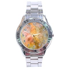 Texture Pattern Background Marbled Stainless Steel Analogue Watch by Celenk