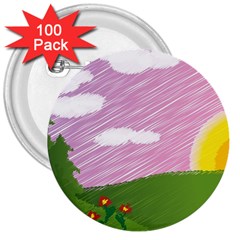 Pine Trees Sunrise Sunset 3  Buttons (100 Pack)  by Celenk