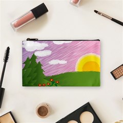 Pine Trees Sunrise Sunset Cosmetic Bag (small)  by Celenk