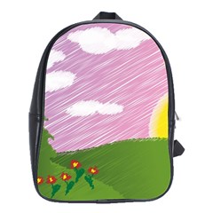 Pine Trees Sunrise Sunset School Bag (large) by Celenk