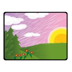 Pine Trees Sunrise Sunset Double Sided Fleece Blanket (small)  by Celenk