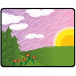 Pine Trees Sunrise Sunset Double Sided Fleece Blanket (Medium)  58.8 x47.4  Blanket Front