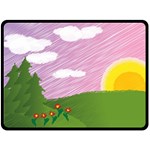 Pine Trees Sunrise Sunset Double Sided Fleece Blanket (Large)  80 x60  Blanket Front