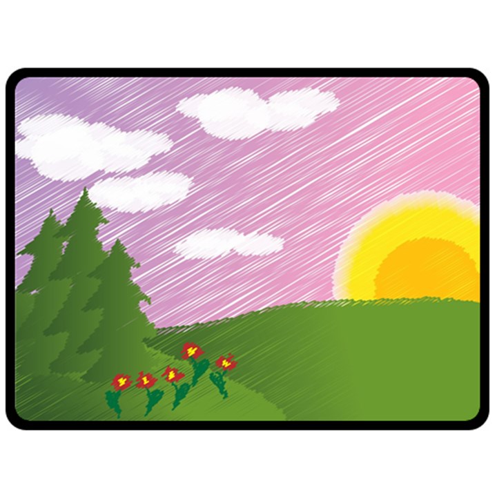 Pine Trees Sunrise Sunset Double Sided Fleece Blanket (Large) 