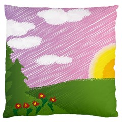 Pine Trees Sunrise Sunset Standard Flano Cushion Case (one Side) by Celenk