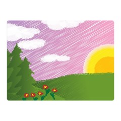 Pine Trees Sunrise Sunset Double Sided Flano Blanket (mini)  by Celenk