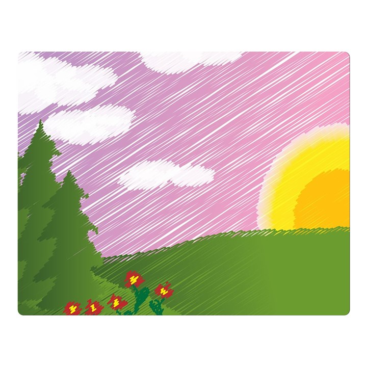 Pine Trees Sunrise Sunset Double Sided Flano Blanket (Large) 