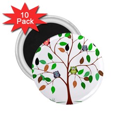 Tree Root Leaves Owls Green Brown 2 25  Magnets (10 Pack)  by Celenk