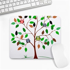 Tree Root Leaves Owls Green Brown Large Mousepads by Celenk