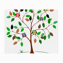 Tree Root Leaves Owls Green Brown Small Glasses Cloth by Celenk