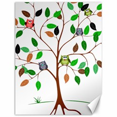 Tree Root Leaves Owls Green Brown Canvas 12  X 16   by Celenk