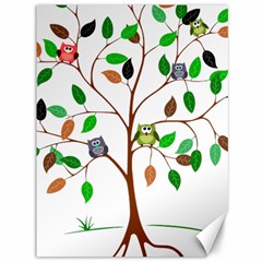 Tree Root Leaves Owls Green Brown Canvas 36  X 48   by Celenk