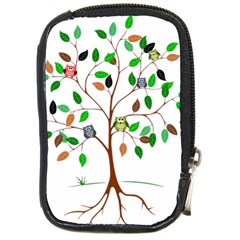 Tree Root Leaves Owls Green Brown Compact Camera Cases by Celenk