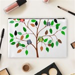 Tree Root Leaves Owls Green Brown Cosmetic Bag (Large)  Back