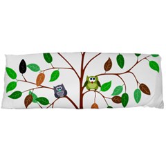 Tree Root Leaves Owls Green Brown Body Pillow Case (dakimakura) by Celenk