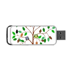 Tree Root Leaves Owls Green Brown Portable Usb Flash (two Sides) by Celenk