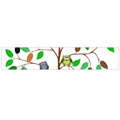 Tree Root Leaves Owls Green Brown Large Flano Scarf  by Celenk