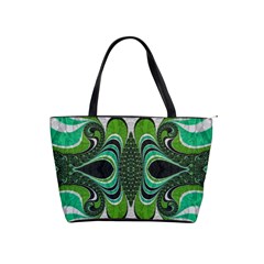 Fractal Art Green Pattern Design Shoulder Handbags by Celenk