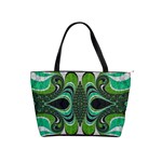 Fractal Art Green Pattern Design Shoulder Handbags Front