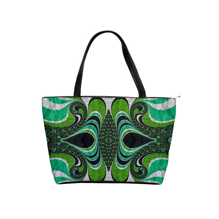 Fractal Art Green Pattern Design Shoulder Handbags