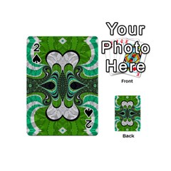 Fractal Art Green Pattern Design Playing Cards 54 (mini)  by Celenk