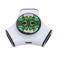 Fractal Art Green Pattern Design 3-port Usb Hub by Celenk