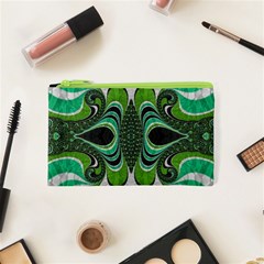 Fractal Art Green Pattern Design Cosmetic Bag (xs) by Celenk