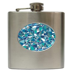 Abstract Background Blue Teal Hip Flask (6 Oz) by Celenk