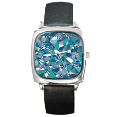 Abstract Background Blue Teal Square Metal Watch by Celenk