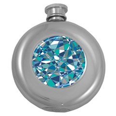 Abstract Background Blue Teal Round Hip Flask (5 Oz) by Celenk