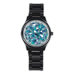 Abstract Background Blue Teal Stainless Steel Round Watch by Celenk