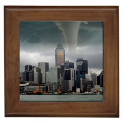 Tornado Storm Lightning Skyline Framed Tiles by Celenk