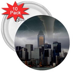 Tornado Storm Lightning Skyline 3  Buttons (10 Pack)  by Celenk