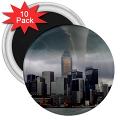 Tornado Storm Lightning Skyline 3  Magnets (10 pack) 