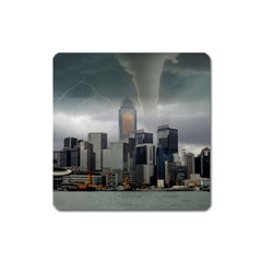 Tornado Storm Lightning Skyline Square Magnet by Celenk