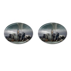 Tornado Storm Lightning Skyline Cufflinks (Oval)