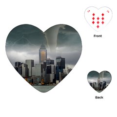 Tornado Storm Lightning Skyline Playing Cards (heart)  by Celenk