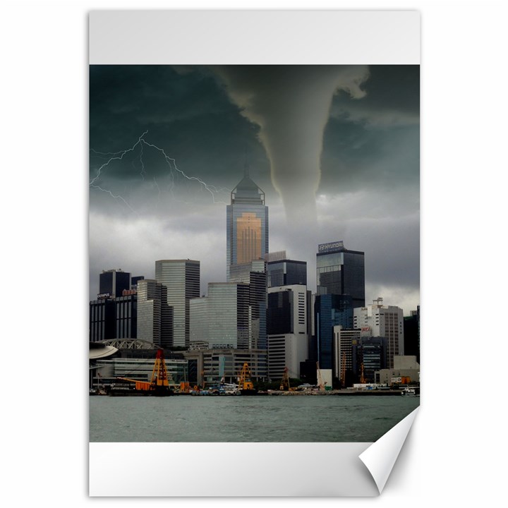 Tornado Storm Lightning Skyline Canvas 12  x 18  