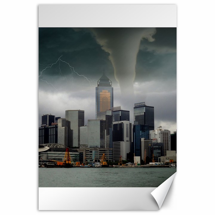 Tornado Storm Lightning Skyline Canvas 24  x 36 