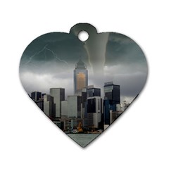 Tornado Storm Lightning Skyline Dog Tag Heart (One Side)