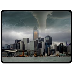 Tornado Storm Lightning Skyline Double Sided Fleece Blanket (Large) 