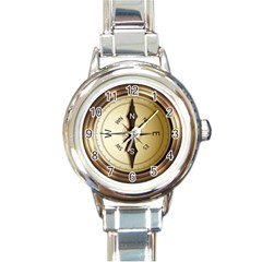 Compass North South East Wes Round Italian Charm Watch by Celenk