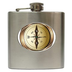 Compass North South East Wes Hip Flask (6 Oz) by Celenk