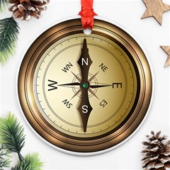 Compass North South East Wes Round Ornament (two Sides) by Celenk