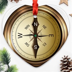 Compass North South East Wes Heart Ornament (two Sides) by Celenk