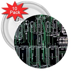 Printed Circuit Board Circuits 3  Buttons (10 Pack)  by Celenk