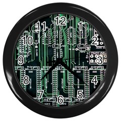 Printed Circuit Board Circuits Wall Clocks (black) by Celenk