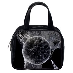 Space Universe Earth Rocket Classic Handbags (one Side) by Celenk